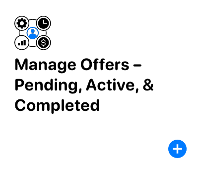 Manage offers – pending active completed Manage offers – pending active completed
