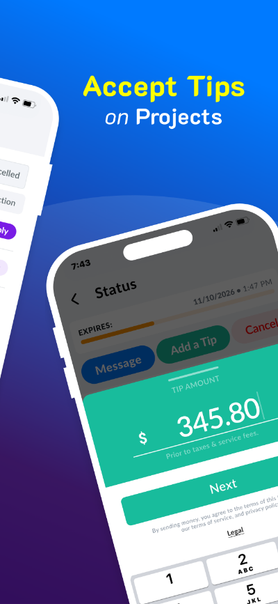 Accept tips on projects